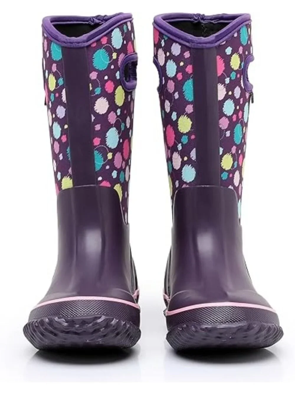 WTW Big Kid Size 1 Boots Rubber Rain Snow Waterproof Winter Mid-Calf Polka Dots